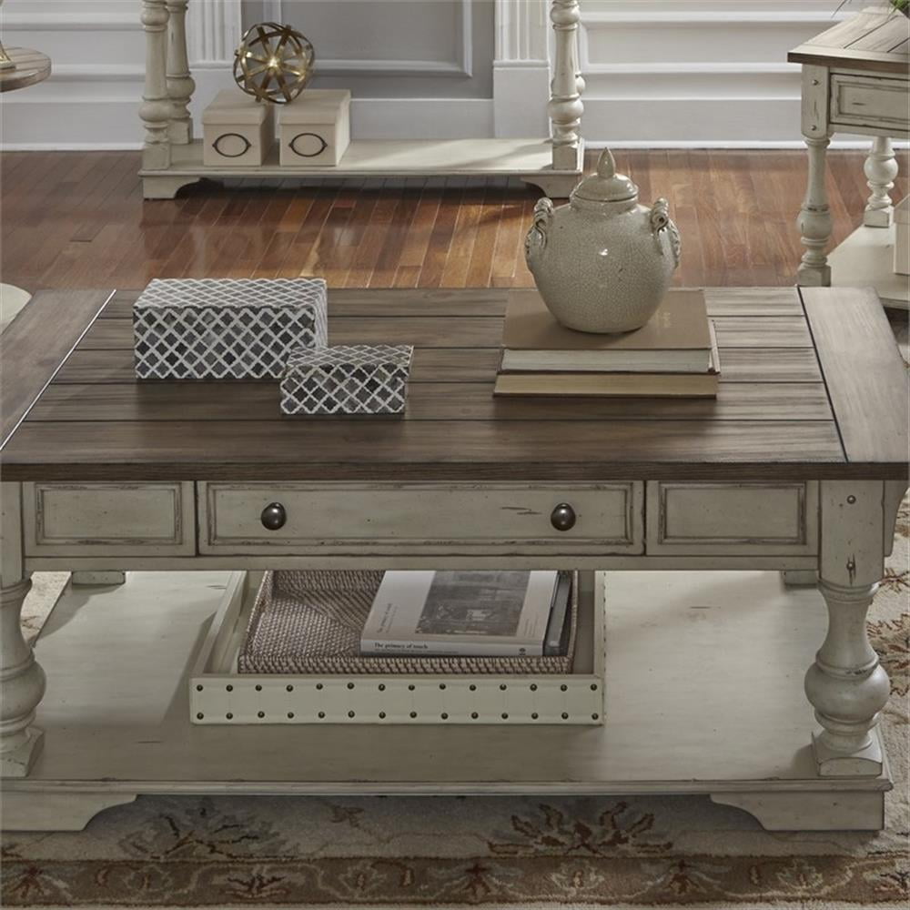Morgan Creek Antique White Rectangular Coffee Table with Storage