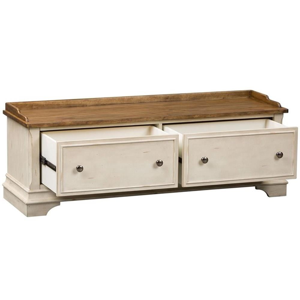 Morgan Creek White Wood Storage Hall Bench
