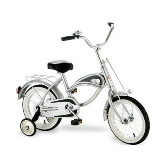 Morgan Cycle 41116 14 in. Cruiser Bicycle with Training Wheels in Silver