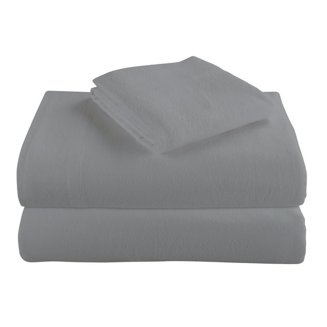 Morgan Home Grey 4-Piece Turkish Flannel Sheet Set Queen