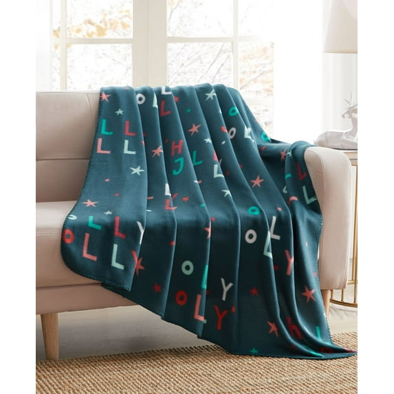 Morgan Home Holiday Printed Fleece Throws, Green, 50" X 60"