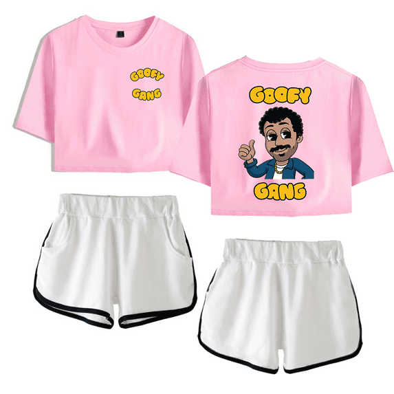 Morgan Jay Merch Goofy Gang Crop Top T-shirt With Shorts Women Girls Short Sleeve Tees