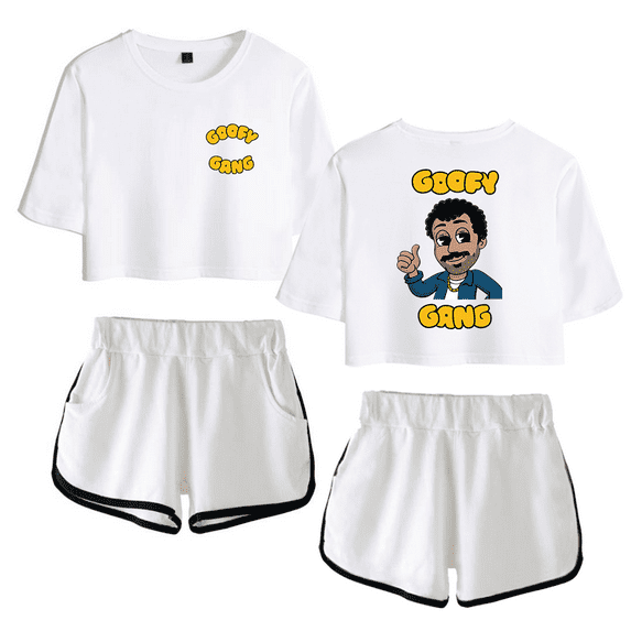 Morgan Jay Merch Goofy Gang Crop Top T-shirt With Shorts Women Girls Short Sleeve Tees