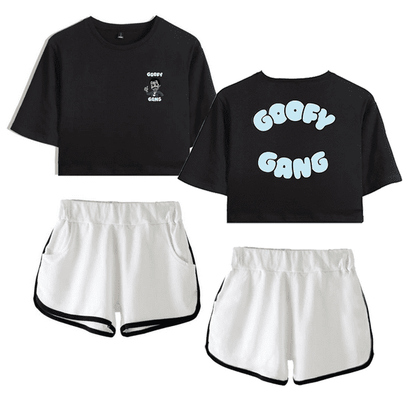 Morgan Jay Merch Goofy Gang Logo Crop Top T-shirt With Shorts Women Girls Short Sleeve Tees