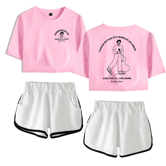 Morgan Jay Merch MJ Greatest Hits Crop Top T-shirt With Shorts Women Girls Short Sleeve Tees