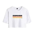 thumbnail image 1 of Morgan Jay Merch Suspicious AF Logo Crop Top T-shirt Suits Fashion Women Girls Short Sleeve Tees, 1 of 2