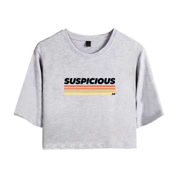 Morgan Jay Merch Suspicious AF Logo Crop Top T-shirt Suits Fashion Women Girls Short Sleeve Tees