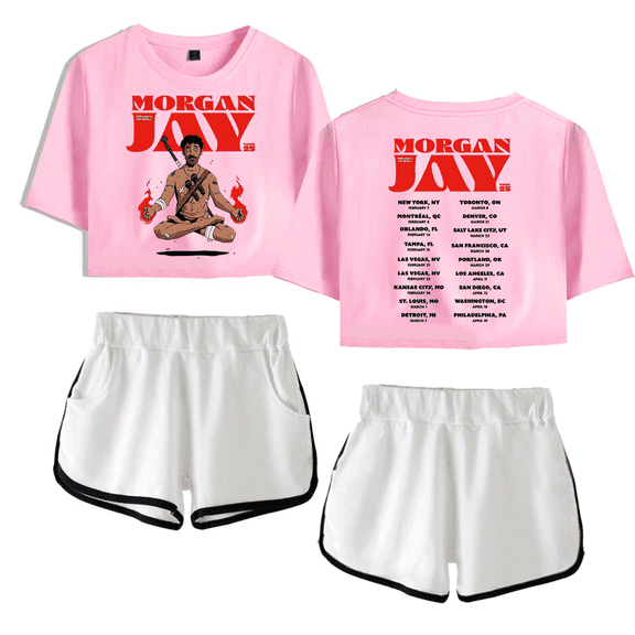 Morgan Jay Merch Tour 2025 Crop Top T-shirt With Shorts Women Girls Short Sleeve Tees