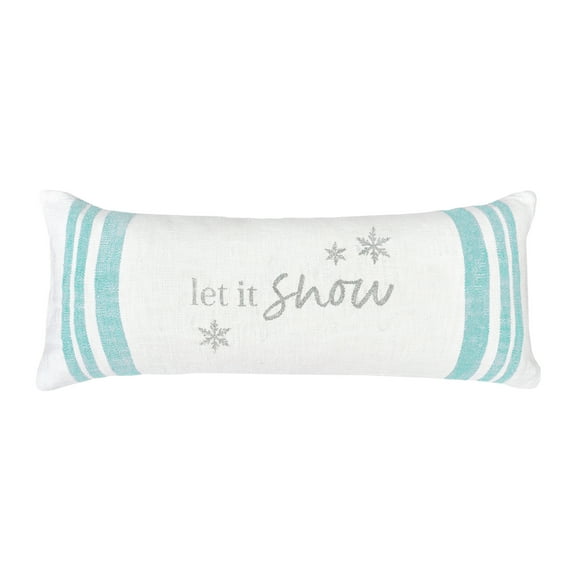 Morgan "Let It Snow" Striped Woven Christmas Accent Throw Pillow, 15" x 35"