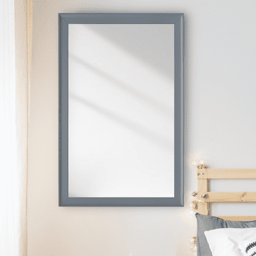 Morgan Light Grey Framed Wall Mirror, Rectangular Vanity Mirror, Multiple Sizes