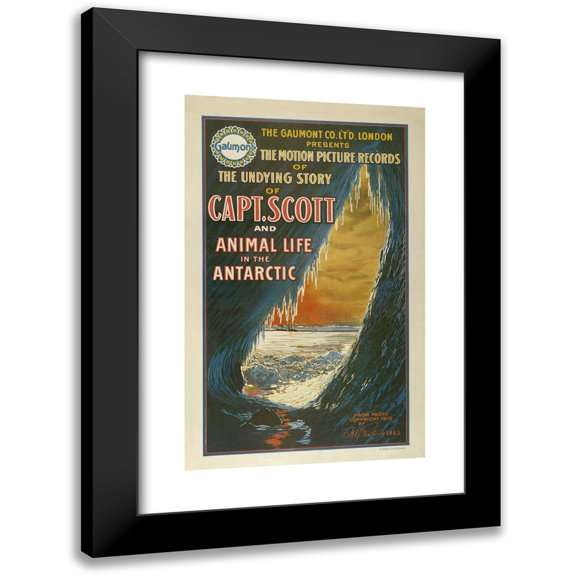 Morgan Litho Co. 11x14 Black Modern Framed Museum Art Print Titled - The Gaumont Co. L’T’D. London Presents the Motion Picture Records of the Undying Story of Capt. Scott and Animal Life in the Antarc
