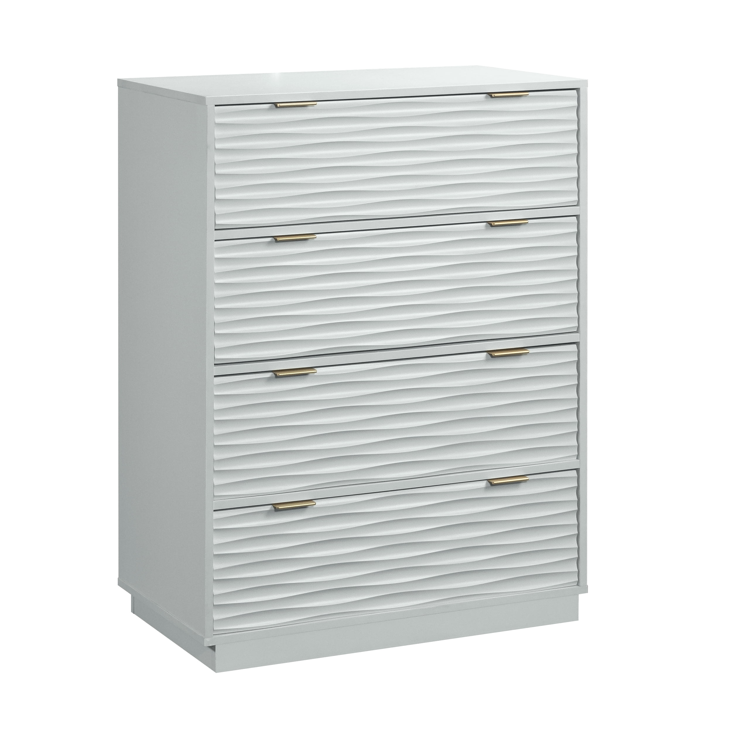 Morgan White 4-Drawer Chest with Gold Hardware