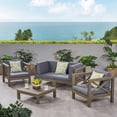 thumbnail image 1 of Morgan Outdoor 4 Seater Acacia Wood Loveseat Chat Set, Gray Finish and Dark Gray, 1 of 9