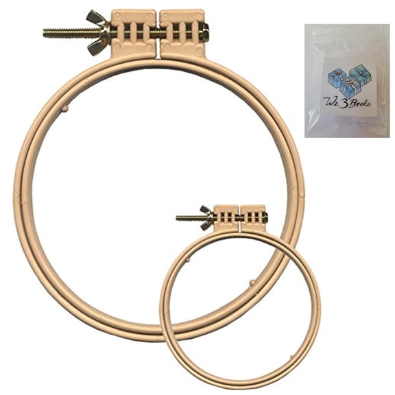Morgan Quality Products No-Slip Embroidery Hoops Bundle of 2 sizes (9" and 5") with Sample Thread - Interlocking Tongue and Groove Design