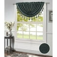 thumbnail image 1 of Morgan Rod Pocket Waterfall Valance With Fringe Tassels, Green, 48x37 Inches, 1 of 3