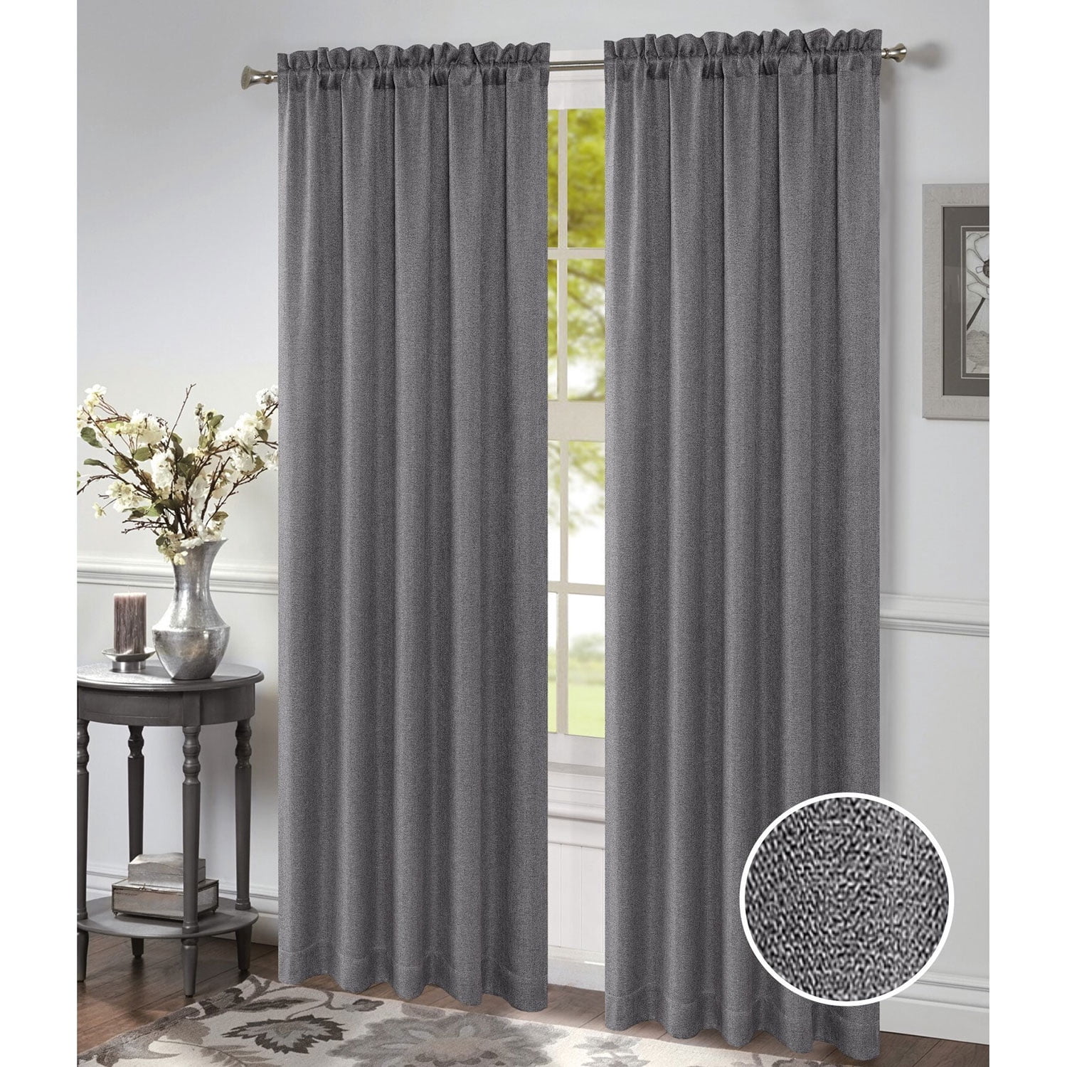 Morgan Rod Pocket Woven Window Panel, Grey, 54x84 Inches - Walmart.com
