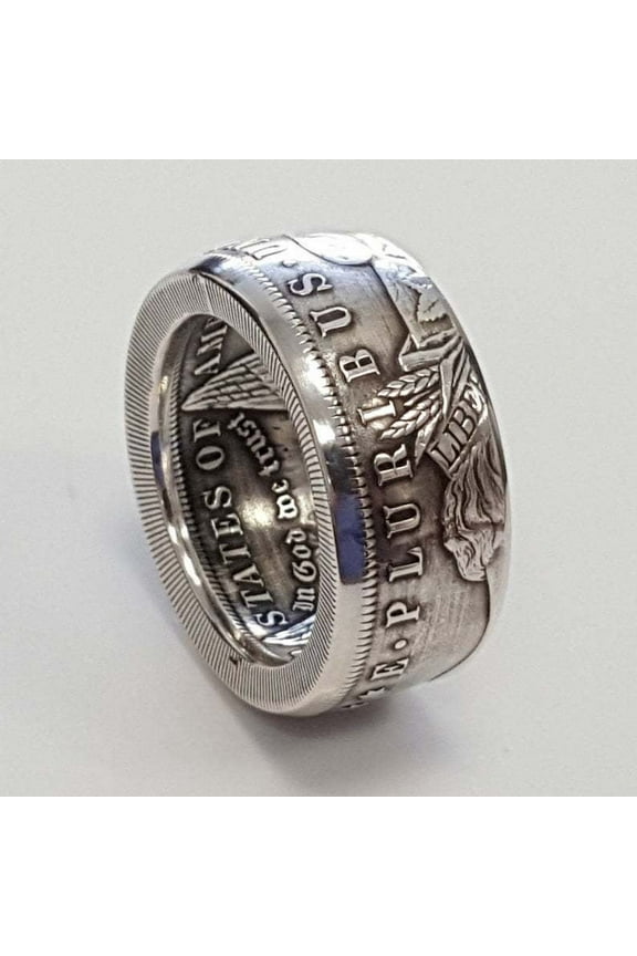 Morgan Silver Dollar Coin 1896 Design Ring, Morgan Dollar Ring - Morgan Silver Dollar Coin Design Ring - Coin Ring American Coin Rings for Men Women Dollar Coin 1896 Rings Fashion Coin Ring