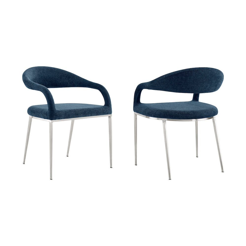 Morgan Light Blue Faux Leather Upholstered Side Chair with Metal Legs