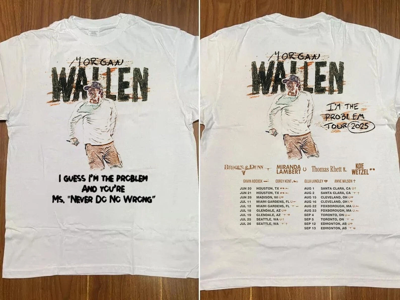 T-shirt 3D Morgan Wallen 'I'm The Problem' Tour 2025 - Camouflage Mossy Oak - Tailles XS à 6XL - Neuf Avec étiquette