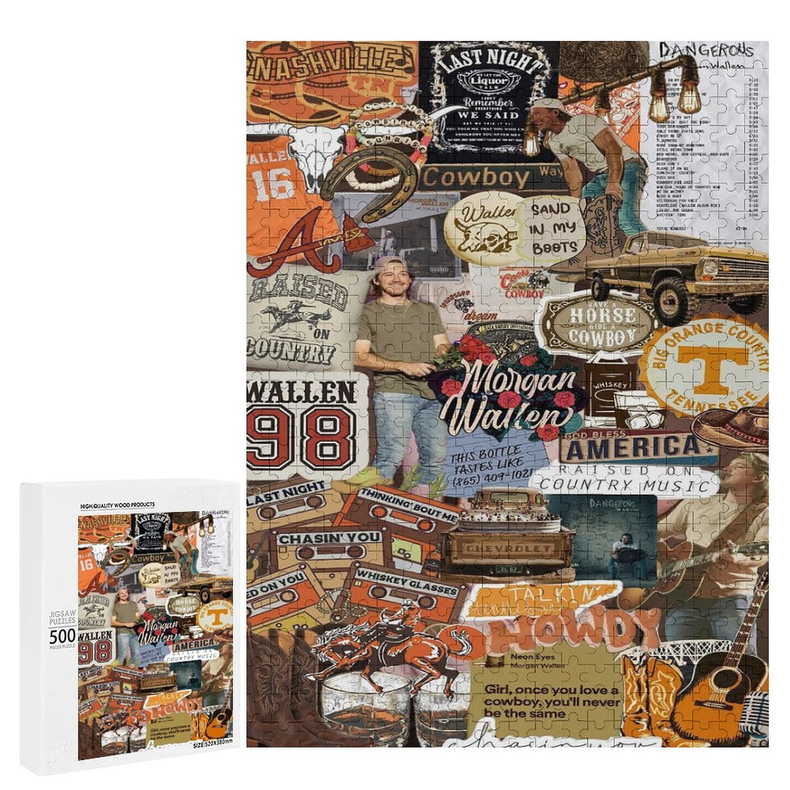 Puzzled Morgan Morgan Wallen Puzzle For Adults & Kids - 500 PCS Jigsaw Puzzle ...