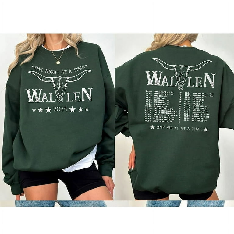 Morgan Wallen 2024 Tour One Night At A Time Country Music Forest Green Sweatshirt Size S US Walmart