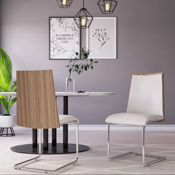 Morgan - Modern White & Walnut Dining Chair (Set of 2)