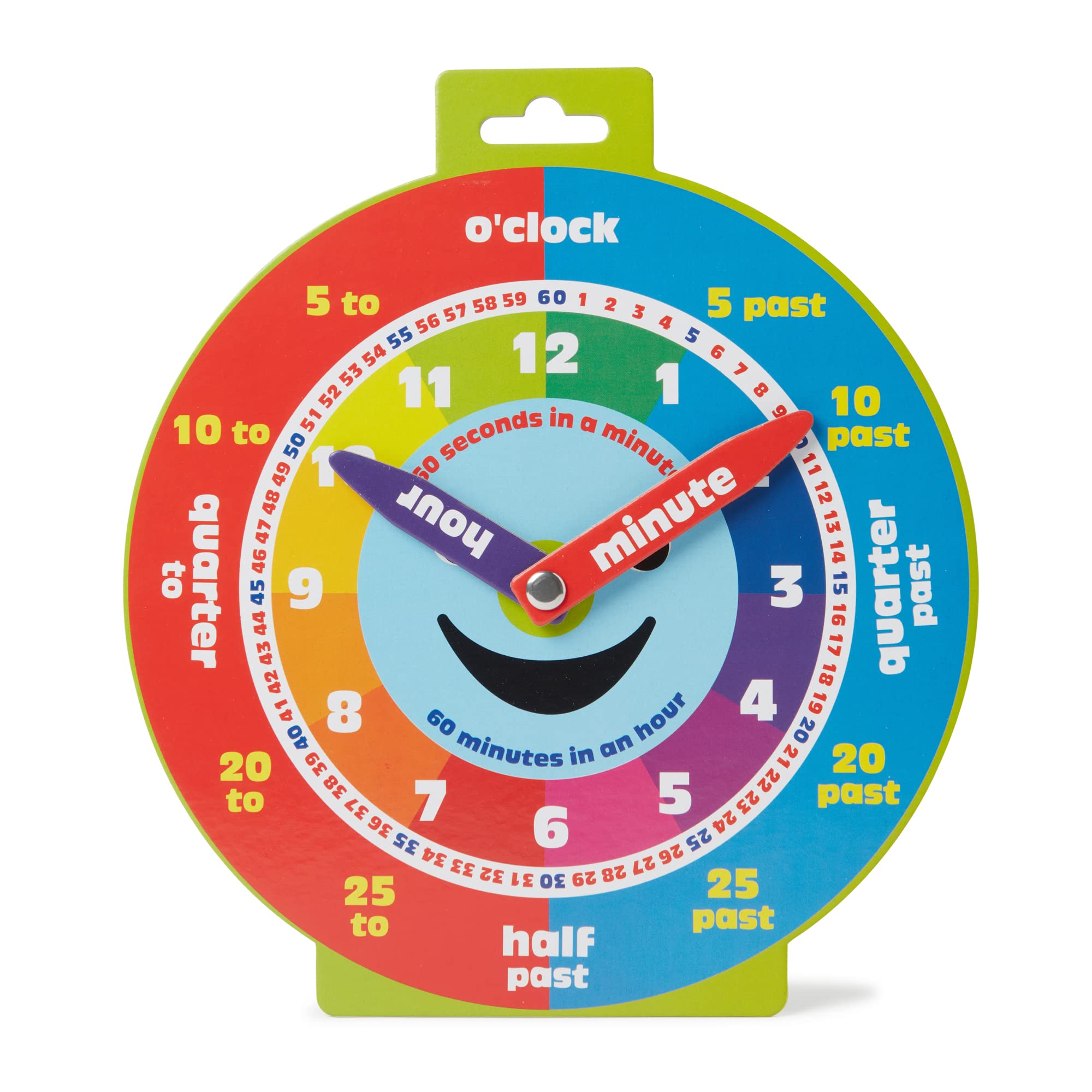 Direct Early Learning Education Clock Moveable Hands Smiley