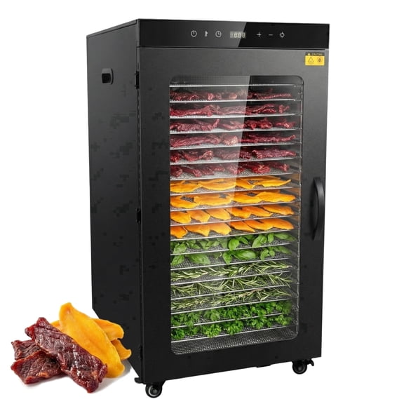 Hakka 20 Tray Food Dehydrator, 1600W Electric Food Dryer with 86°F–194°F Temperature Control and 24H Timer, Stainless Steel