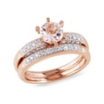 thumbnail image 1 of Morganite 4/5 Carat (Ctw) with Diamond 1/3 Carat (Ctw) Bridal Wedding Set Engagement Ring 10K Pink Gold, 1 of 5