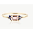 thumbnail image 1 of Morganite Cluster Engagement Ring – Baguette Diamond Sapphire Multi-Gemstone Pink Ring, Unique Gift for Her Silver 12, 1 of 2
