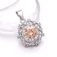 thumbnail image 1 of Morganite, Cubic Zirconia 925 Silver Platinum Plated Pendant 1.00" P78627, Morganite Pendant, Gift For Her, Round Pendant, Peach Pendant, 1 of 2