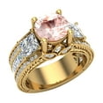 thumbnail image 1 of Morganite Engagement Ring for Women 7.30 mm 4.85 carat Past Present Future Style 14K Gold (G,SI), 1 of 5