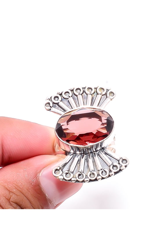 Morganite - Madagascar Designer Handmade 925 Sterling Silver Ring S.7 R26