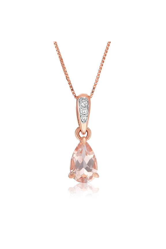 Morganite Pendant with Diamond in 10K Rose Gold