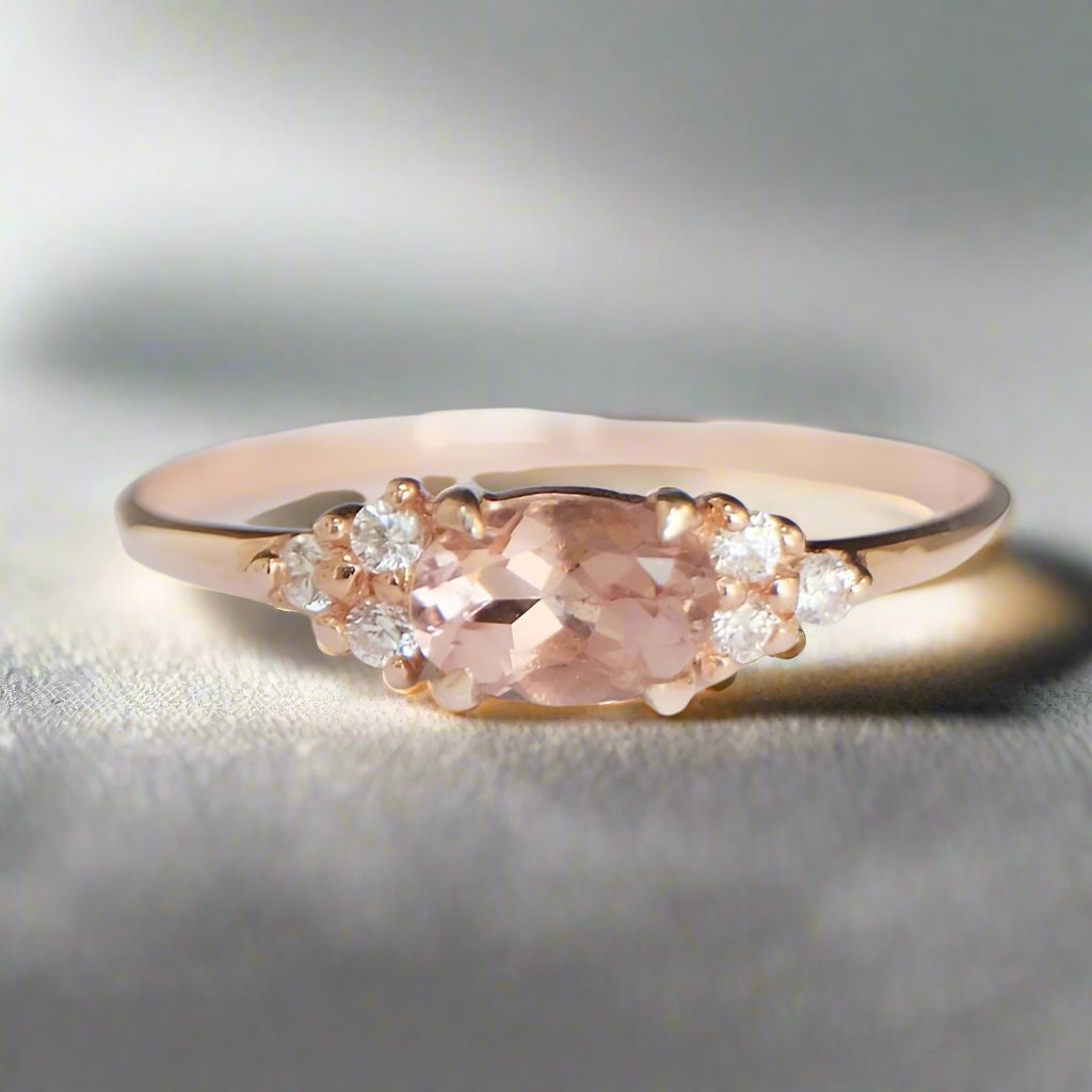 Morganite Rise Ring in 18k Solid Gold, White Gold, or Rose Gold ...