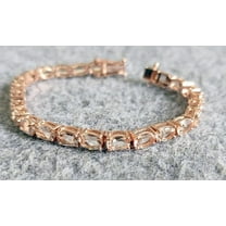 Morganite Tennis Bracelet in Silver,June Birthstone Gemstone for Women valentine gift