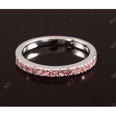 Morganite Wedding Band,925 Silver Morganite Eternity Ring,Pink Morganite Stacking Ring,Thin Matching Band,Anniversary Gift,Morganite Jewelry