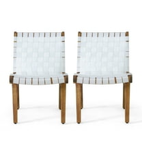 Morganton Rope Weave Outdoor Lounge Chair, Set of 2, White and Teak