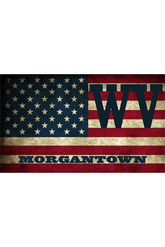 Morgantown WV West Virginia Monongalia County Vintage US Flag Decal Bumper Sticker 3M Vinyl 3" x 5"