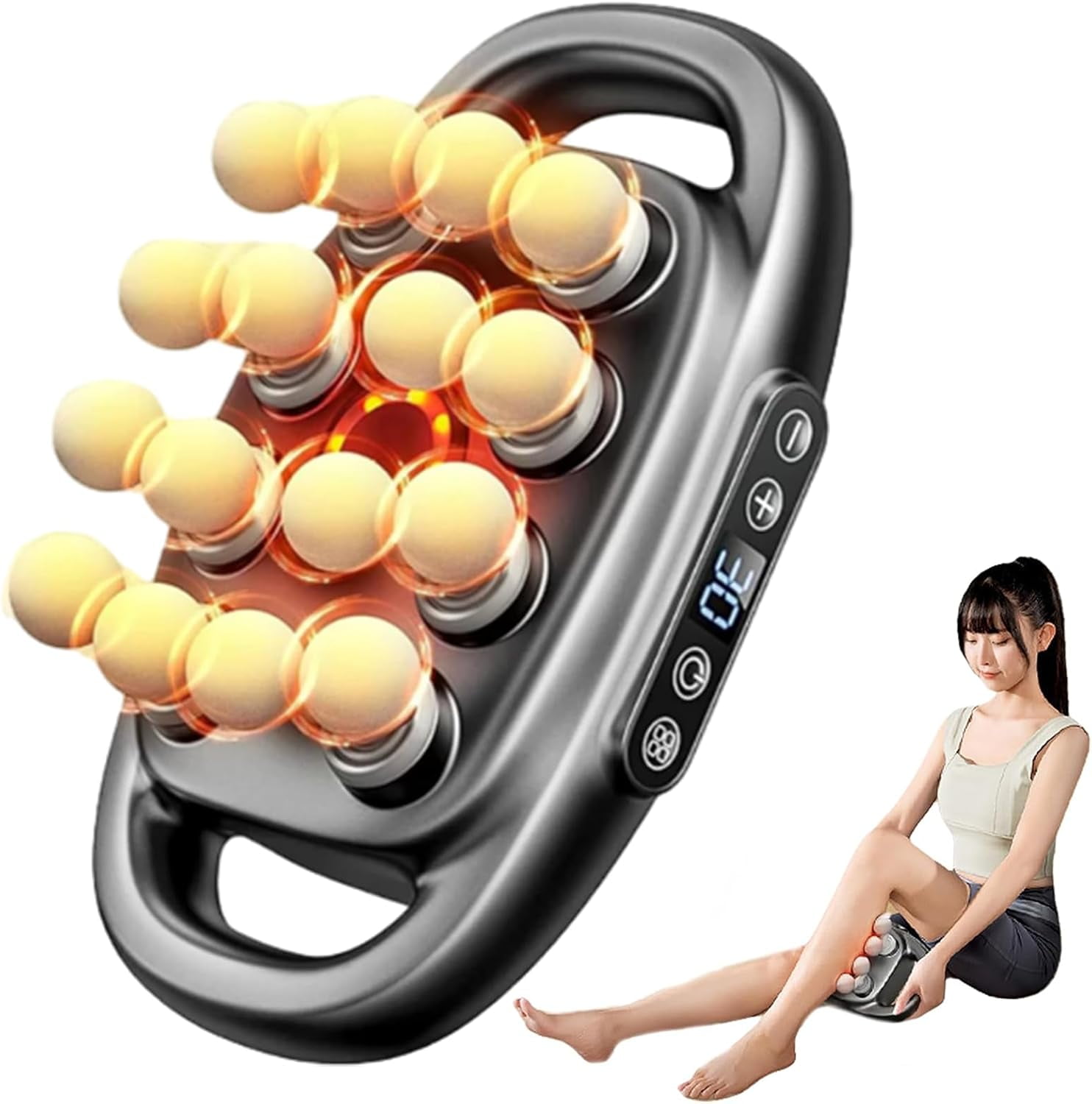 Morgela Deep Tissue Massager, 16-Drive 8-Head Massage Gun Set, Deep Tissue Massage Gun with 9 Levels & 9 Modes, Portable Full Body Electric Muscle Massager for Legs, Back, Arms, Waist