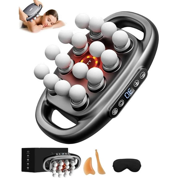 Morgela Deep Tissue Massager, 16 Head Massage Gun Deep Tissue, Body Massager for Pain Relief Deep Tissue, 3 Modes & 30 Intensities - 50kg Pressure for Back,Shoulders,Legs,Foot (Black)