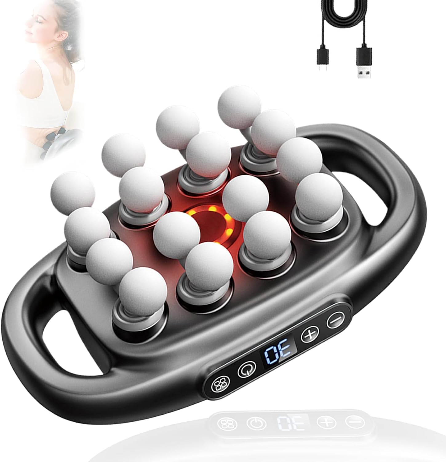 Morgela Deep Tissue Massager – 2026 New 16 Head Massage Gun Deep Tissue, 3 Modes & 30 Intensities, Percussion Muscle Massager for Back, Legs, Shoulders, Foot (Black)