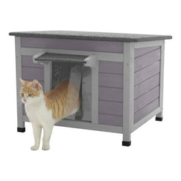 GDLF Outdoor Cat House Feral Cat Enclosure 100% Insulated All-Round Foam  Weatherproof Solid Wood Large Size for Multiple Cats 34.5 L*21.5 W*27.2 H