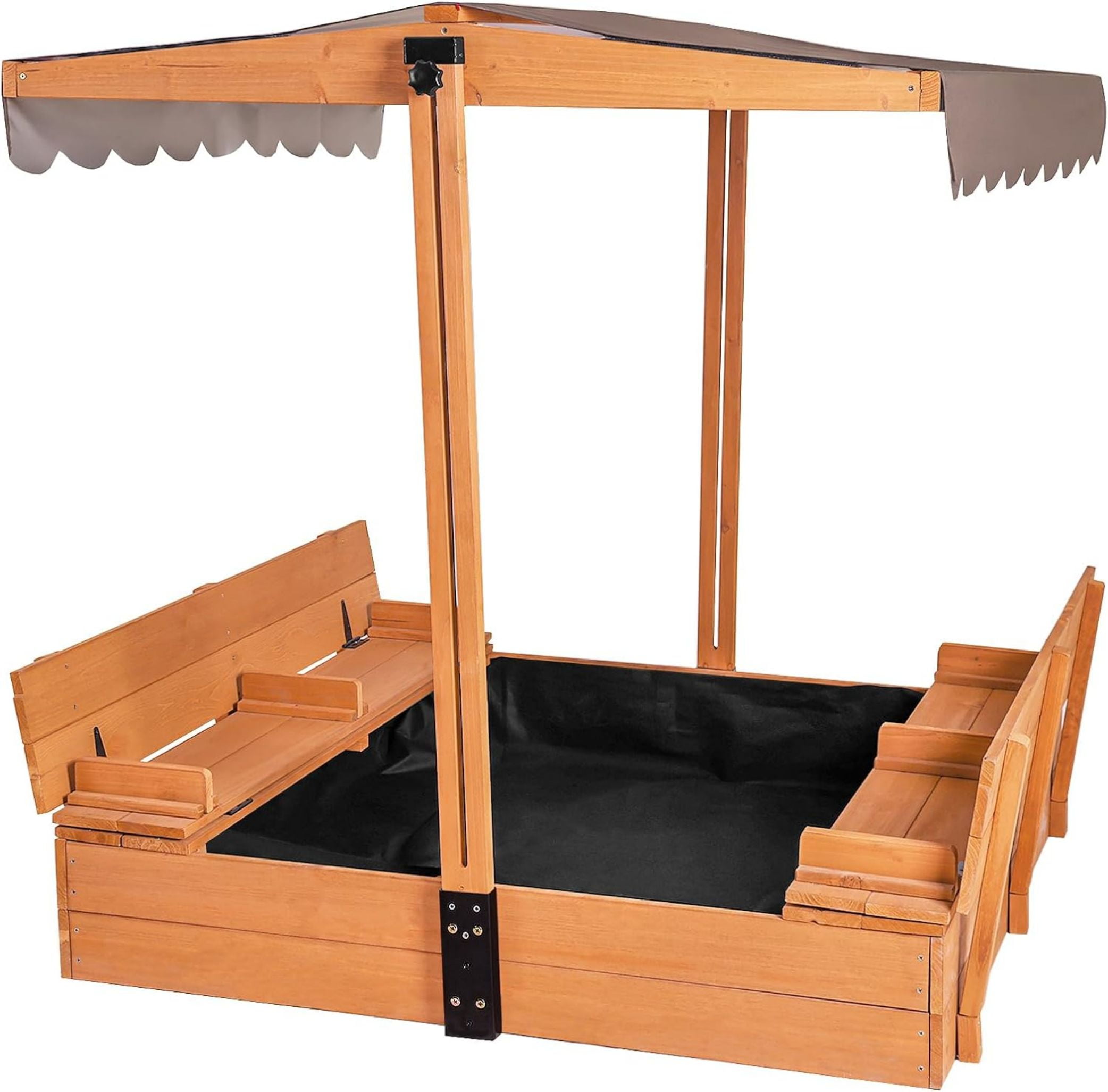 47'' Wooden Outdoor Sandbox with Canopy and Benches