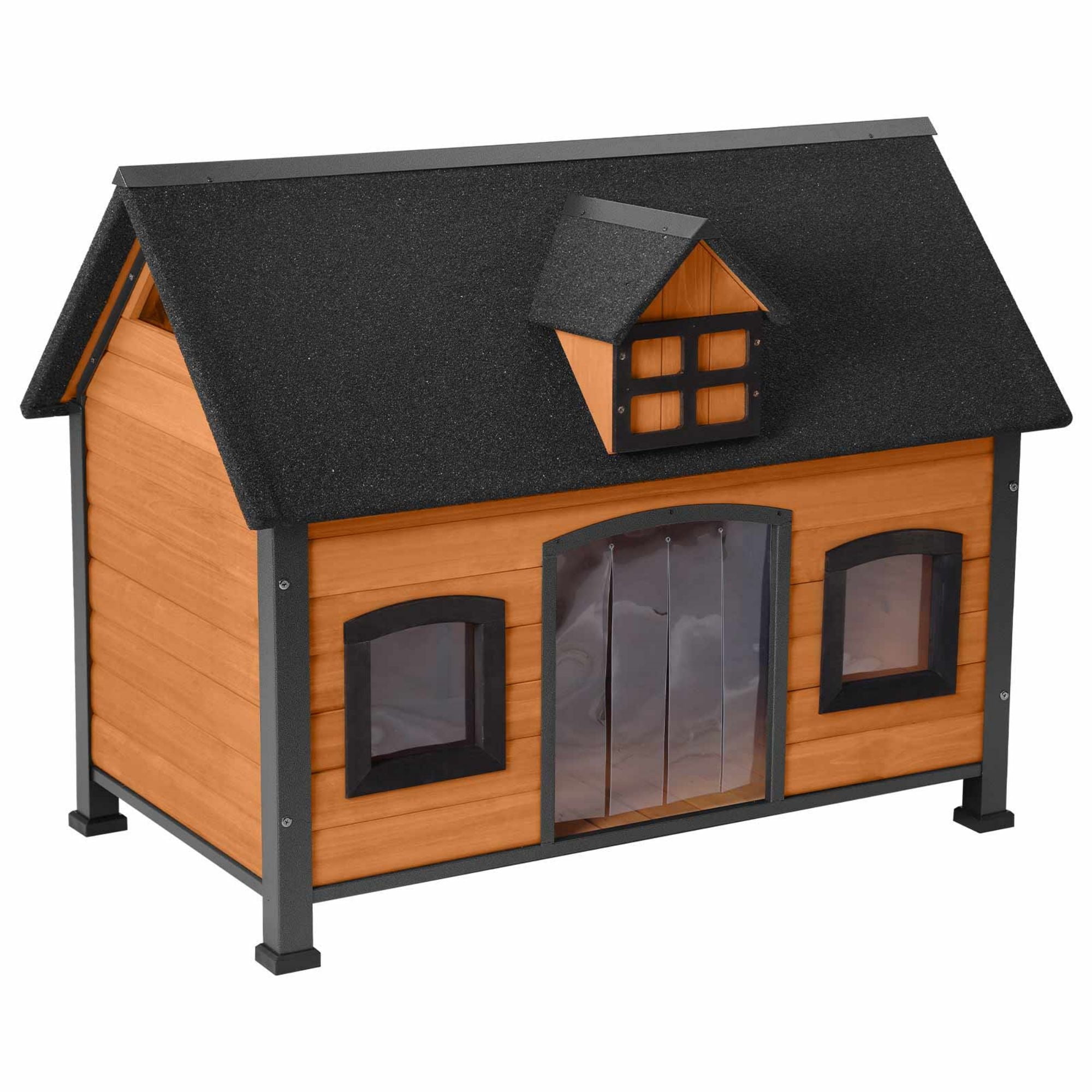 Aivituvin Dog House Anti Chewing Design Dog Kennel with Metal Frame Unique Design Roof Weatherproof for Outdoor