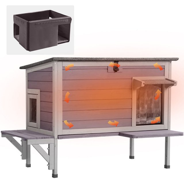 Insulated Outdoor Cat House for Winter Feral Cats Weatherproof