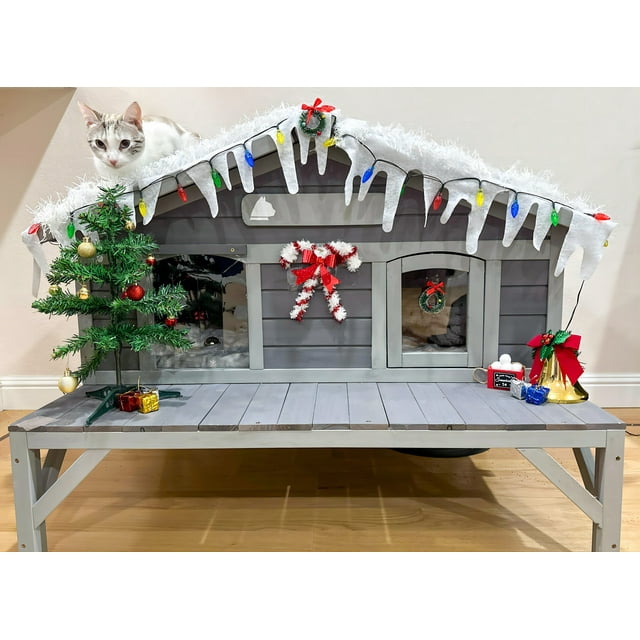 AIVITUVIN Outdoor Cat House for Winter Feral Cat Shelter Weatherproof