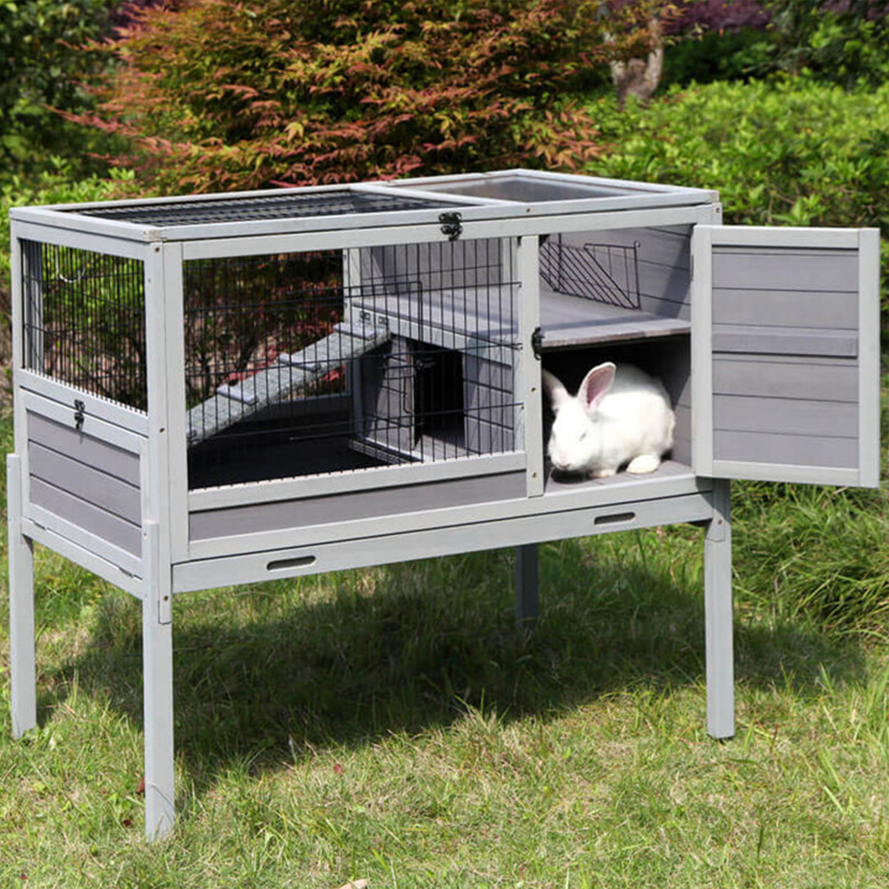 Aivituv Rabbit Hutch Guinea Pig Cage Large Bunny House on Wheels Indoor Hamster Cage with Tray Walmart