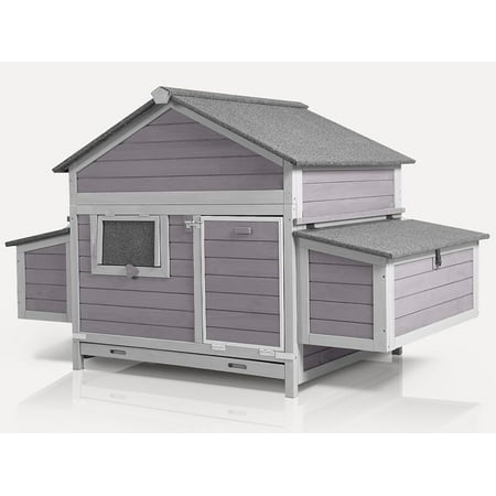 Aivituvin Large Chicken Coop Expandable Chicken House for Outdoor with Two Nesting Box, Leakproof Pull-on Tray and UV-Resistant Roof Panel
