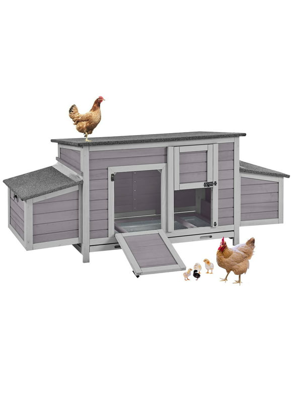 Morgete Wooden Chicken Coop Large Chicken House Outdoor for Duck Quail Hen Cage with Run 2 Nesting Boxes